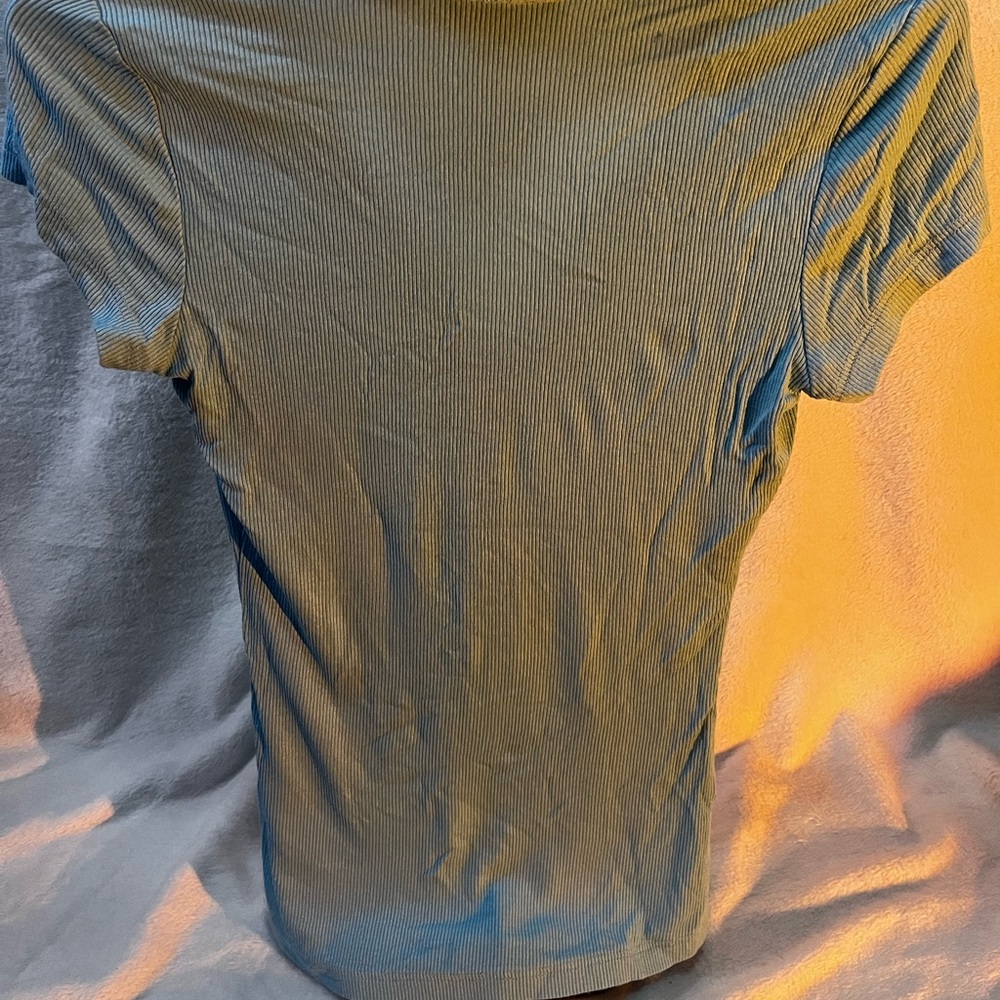 bebe Light Blue Ribbed Polo Tee - Picture 3 of 3